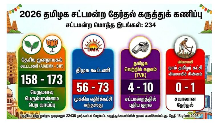 The Rook மற்றும் தின சேவல் இணைந்து நடத்திய கருத்து கணிப்பு… தமிழகத்தில் ஆட்சியை பிடிக்கப்போவது யார்… இதோ உங்கள் பார்வைக்கு…